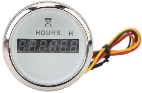 DC 9‑32V 52MM Contador De Horas Digital Redondo Para Barco Contador De Horas De Alta Precisión Medidor Redondo Para Vehículos Recreativos, Yates, Barcos De Pesca(blanco)