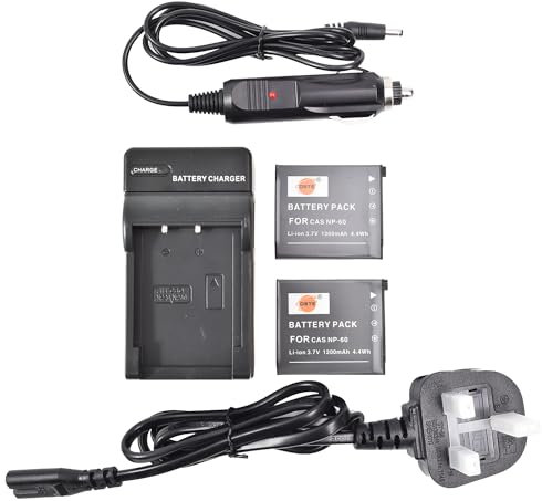 DSTE 2x NP-60 Li-ion Battery + Travel and Car Charger Compatible with Casio Exilim Zoom EX-Z19GN EX-Z19LP EX-Z19PK EX-Z9SR EX-FS10 EX-S10 EX-S12 EX-Z21 EX-Z25 EX-Z29 EX-Z90 Digital Camera