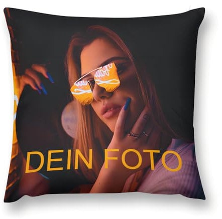 LAMAME Personalisierte Kissen mit Foto, Foto Kissen mit Bild, Kissenbezug mit eigenem Foto und Text, Muttertag, Geburtstagsgeschenk (35x35cm)
