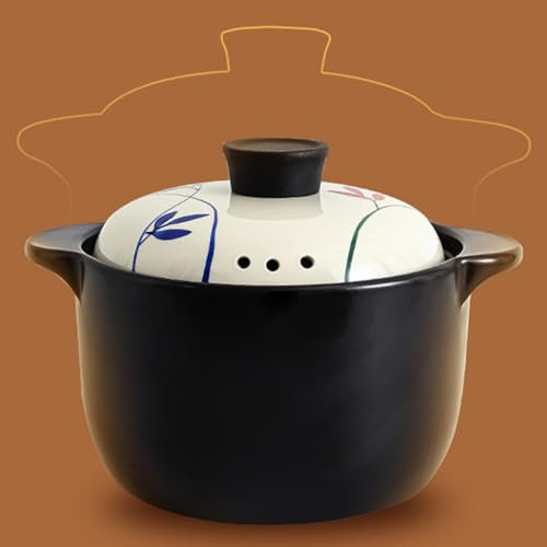 JJoias Cazuela De Cerámica Pintada A Mano, Cazuela De Sopa Resistente A Altas Y Bajas Temperaturas, Cazuela Clásica Con Tapa Y Asas Dobles,4.5l