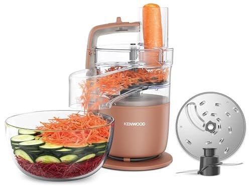 Kenwood MultiPro Go FDP22.130RD, Kitchen Robot, Chops, Slices, Grates, Purees, and Kneads, 360° Express Serve, 1.3L Bowl, Kneading Blades, 4mm Disc, 650W, Clay Red