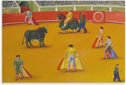 Rikin Liuff La Corrida de Toros de Fernando Botero Cartel y Láminas Fernando Botero Arte Mural Estética Lienzo Cuadro para Home Art Decor Cuadro 50x70cm Sin Marco