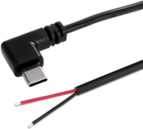USB C Auf-2-Pin Kabel Mit Blankem Draht Offenes Ende 5 V/2 A USB Typ C Stecker 2-Pin Pigtail Stromkabel Ersatz DIY Kabel Für LED Licht 2-adriges USB Kabel Schwarz USB C Kabel Typ C Stromkabel (25CM-B)