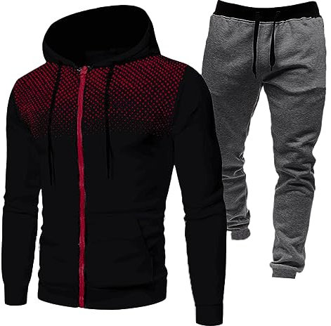 Tenue Sport Hommes DéContracté Hooded Survetement Sport Ensemble Doux Chic VêTement Complet Full Zip Sweat à Capuche et Pantalon et Fall Jogging Hommes Ensemble Training Hommes Complet Pas Cher