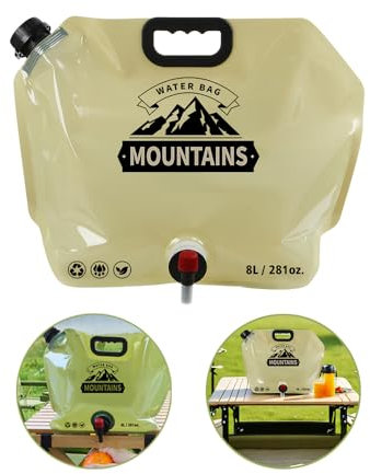 Sbomi RéCipient d'eau Pliable 8L, Eau Potable Conteneur avec Robinet, Poche d'eau Portable Bidons à Eau avec Couvercle éTanche, Bidon d'eau Flexible, Réservoir d'eau pour Camping (Blanc)