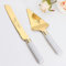 Juego de Cuchillo y Servidor para Pastel de Boda, Conjunto de Corte de Pastel de Acero Inoxidable, Oro Plata Cortador de Pastel Servidor de Pasteles para Navidad, Cumpleaños, Fiesta (Blanco Dorado)
