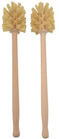 Bottle Brush Cleaner,Kitchen Brush,2Pcs Natural Horsehair Fiber Tumbler Brush,Non Slip Long Handle Reusable Beechwood Toilet Brush for Bathroom