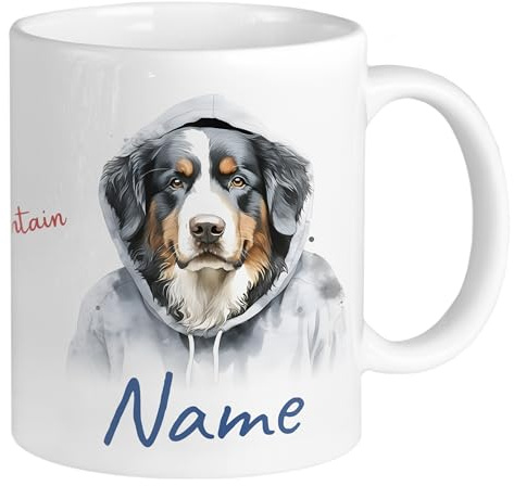 GRAZDesign Tasse mit Hund Berner Sennenhund und Namen personalisiert, coole Namenstasse für Kinder, Jugendliche und Erwachsene Keramik 330ml