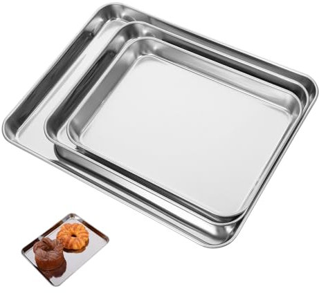 Ciieeo 3piezas Placa Para Hornear Acero Inoxidable Antiadherente Bandejas Para Panadería