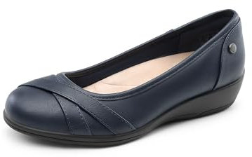 DREAM PAIRS Women's Ballet Flats Business Office Work Dress Shoes Arch Support Comfortable Dressy Flats Pumps and for Women,Size 6.5,Navy,DWUMFA2503