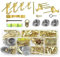Kissmii Kit de Suspension de Tableau de 314 Pièces, Crochets de Suspension Lourds en Métal Doré pour Cloisons Sèches, Crochets de Tableau avec Clous, Fil de Suspension en Dents de Scie, Etc.
