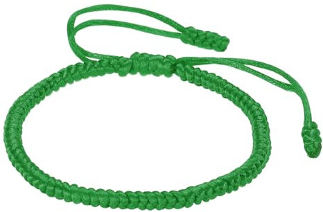 PATIKIL Lucky Handmade Braided Rope String Bracelet, Round Adjustable Prayer Protection Bracelet for Women Anniversary Family Jewelry Gifts, Green