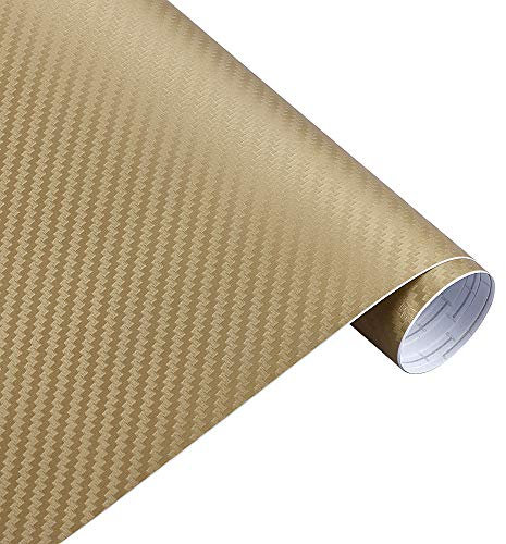 Autofolie 35 cm x 200 cm Auto Styling 3D 3M Carbon Faser Blatt Wrap Film Vinyl Auto Aufkleber Und Abziehbilder Motorrad Autos Auto Zubehör Auto Folie(Gold)