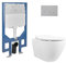 Wand WC Toilette SetSet mit Vorwandelement Geräuscharm, Hänge WC Sitz mit Absenkautomatik, Spülrandlos Toiletten Glatte Keramikoberfläche