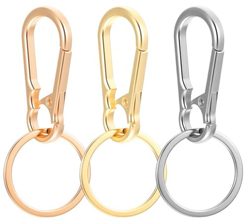 YQQYG 3 PCS Metal Gold Keyring Clip, Rose Gold Silver Car Key Holder Keyring, Key Chain Ring Clips Holder Organizer for Men Women