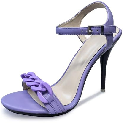 Hanfike Sandali estivi da donna con tacco Slingback, sexy, per feste, matrimoni, M080 Viola, 40 EU