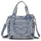 Jeans Denim Tasche Schultertasche Canvas Bag Retro Umhängetasche Shopper Unisex (A Hellblau)