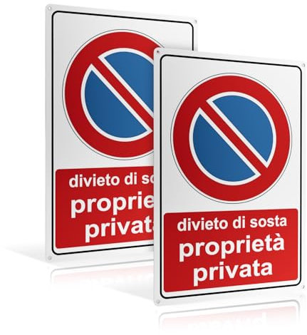 REIGY Cartello Proprietà Privata Divieto di Sosta in Alluminio Metallo 30cm x 20cm, Cartelli Proprietà Privata Divieto di Accesso ai non Autorizzati Grande, Resistente UV Impermeabile