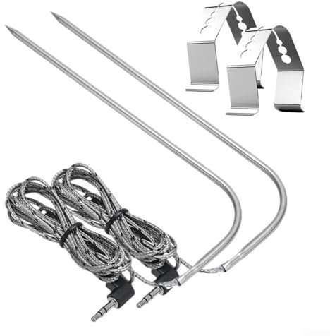 Replacement for Traeger Meat Probe,for Traeger Wood Pellet Grills,Equipped with Stainless Steel Grill Holder Kit 2 Pack