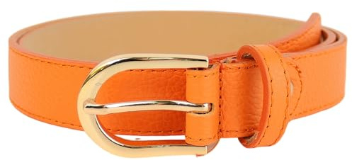 MIRROSI Ledergürtel Damen Herren Gürtel, Made in Italy, 3cm breit (Orange (Goldene Schnalle), 95cm)
