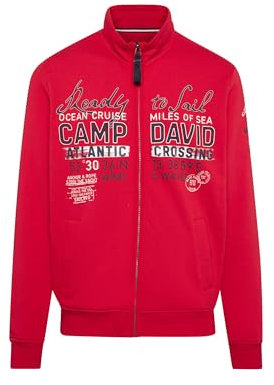 Camp David Herren Sweatjacke mit Logo Artworks Flag Red, L