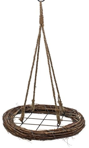 Spetebo Holzkranz rund 38 cm mit Kordel zum Hängen - braun - Deko Hänge Kranz mit Metall Gitter für Zierschmuck - Weihnachtsdeko Deckenkranz Hängedeko Deckenhänger Bastelkranz aus Ästen