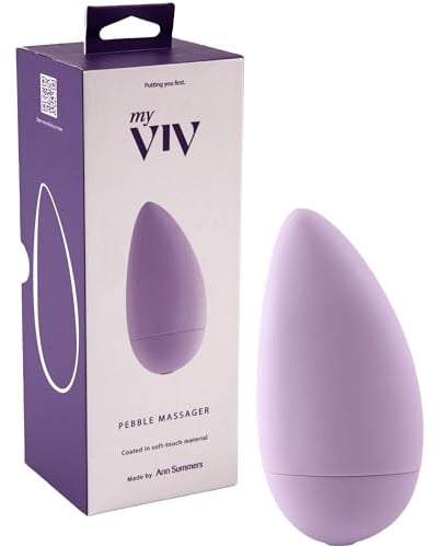 My Viv Pebble Massager – Waterproof Vibrating Massager for Women with 10 Functions – Soft-Touch Silicone, Discreet & Palm-Sized – Battery Operated with 1 x AAA Included