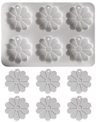 Silikonformen Gießformen Frühling, 6 Stück Silikonform Blumen Anhänger, Gießformen Silikon Frühling Gießform Anhänger Blumen Epoxidharz Formen Schlüsselanhänger für Muttertag Frühling