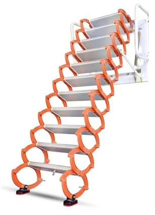 dachbodentreppe Klappbare, wandmontierte Dachbodentreppe mit Handlauf for den Innen- und Außenbereich Leiter(3.75m)