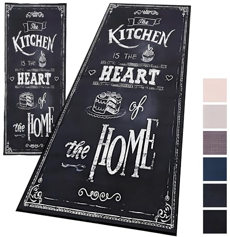 Decorator HOME Teppich Küchenläufer Schwarz 80x200 - Moderner Küchenteppich – stabile Standfläche & Pflegeleicht, Weich & Allergikerfreundlich - Designer Teppich