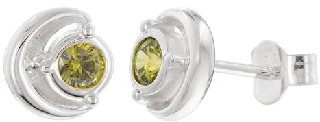 trendor Damen Ohrringe 925 Silber Ohrstecker Zirkonia Peridot-Grün 21422-19