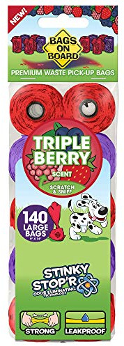 Bags on Board Dog Poop Pick-Up Bags, Triple Berry Scent (Pack of 140)