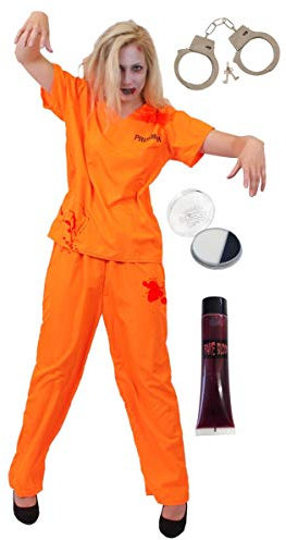 ZOMBIE CONVICT HALLOWEEN FANCY DRESS COSTUME SET ESCAPED PRISIONER HORROR - SERIAL KILLER DEAD MAN OUTFIT (XX-LARGE)