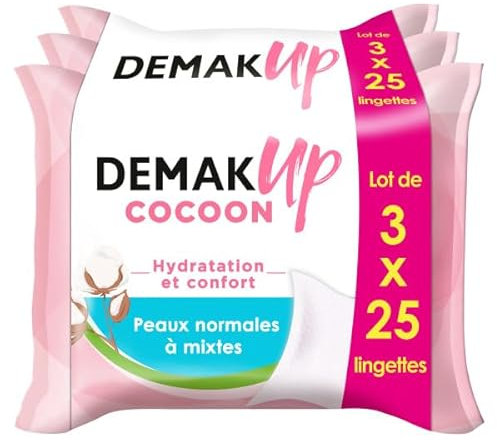 Demak'Up Cocoon - Lingettes à démaquiller - Peaux Normales ou Mixtes - 75 Lingettes démaquillantes