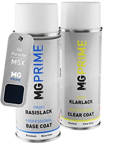 MG PRIME Autolack Sprühdosen Set für Porsche M5X / N4 Kosmosblau Metallic/Dunkelblau Metallic Basislack Klarlack Spraydose 400ml