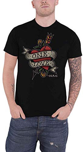 Nas T Shirt One Love Tattoo Logo Illmatic Nuovo Ufficiale Uomo Nero Size L