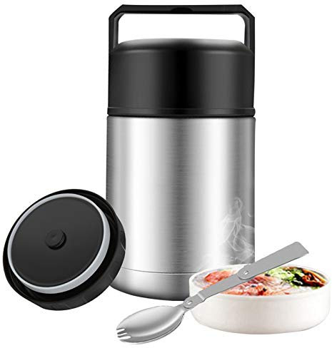 Lebensmittelbehälter mit breiter Öffnung für heiße Speisen, 70 ml, BPA-freie Thermos-Lunchbox mit Griff, auslaufsicher, doppelwandig, Suppenbehälter, Edelstahl Thermo-Flasche für Eis-Snack silber