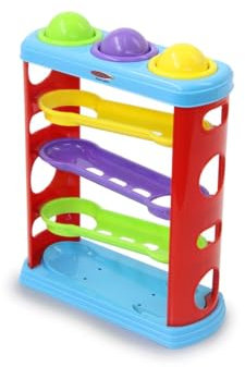 JAMARA 460585 - Hammerspiel Rolling Balls – fördert spielerisch die feinmotorischen Fähigkeiten, Farbenfrohe Kugelbahn, 3 farbige Kugeln, aus robustem Kunststoff, Mehrfarbig, Bunt