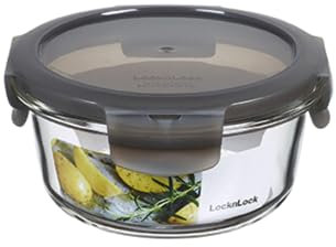 LocknLock OVEN GLASS Boîtes de conservation en verre avec couvercle | 380 ml rondes, Ø 130 x 65 mm | Réfrigérateur, congélateur et lave-vaisselle | Verre borosilicate au four jusqu'à 400 °C |