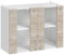 Cuisineandcie - MUEBLE ALTO DE COCINA ECO Nogal Blanco, 2 Puertas Acristaladas L 60cm + Estante - Mueble de Cocina, Armario de Cocina, Ropero de Cocina