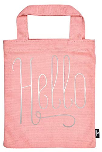 Moses libri_x Büchertasche Hello | Kleine Tragetasche aus 100% Baumwolle | Für Buchliebhaber | Mit Metallic-Bedruckung, rosa
