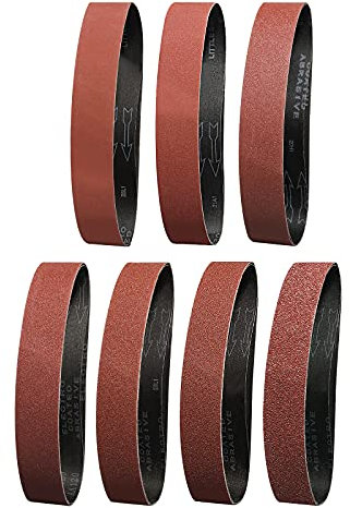 Sruhrak Nastri Abrasivi 50x686mm - 2 Ciascuno di Grane 40/60/80/120/180/240/400 Carta Abrasiva per Levigatrice a Nastro, per Levigare e Rimuovere Metallo/Legno (14 Pezzi)