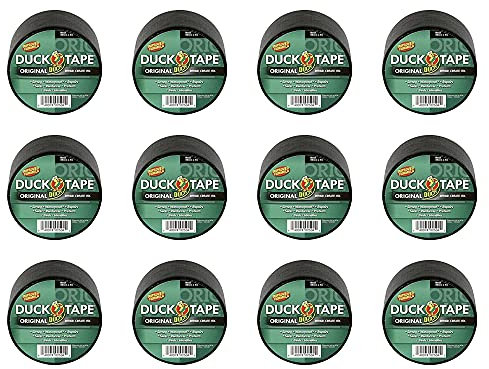 Duck Tape Original schwarzes Gaffer- und Dukt-Klebeband, Reparaturband, 50 mm x 5 m, 12 Stück