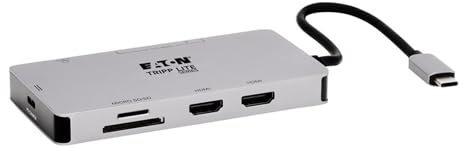 Tripp Lite USB-C Zwei-Monitor-HDMI-Laptop-/Telefon-Dockingstation, 4K @ 60Hz (4:4), USB-A Hub, Gigabit-Netzwerk-Port, SD & MicroSD-Speicherkarte, 100W USB-C Ladung, 3 Jahre Garantie (U442-DOCK) 8G-GG