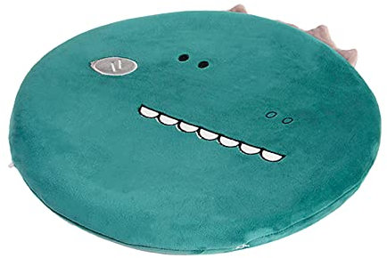 Panonw Rückstellschaum-Sitzkissen, Baumwolle, rutschfest, niedlicher Tierbezug, rund, Stuhlkissen, Bodenmatte für Büro, Terrasse, Zuhause, Auto, 40,6 cm (grüner Dinosaurier)