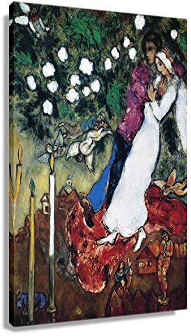 Marc Chagall The Three Candles Poster Prints Moderne Bilder für Flur, Wohnzimmer, Kunstdruck, Giclée-Kunstdruck, Leinwand, ungerahmt (30 x 45 cm)