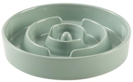 Havniva 8.2inch Ceramic Slow Feeder Dog Bowl for Medium and Large Breed, Puzzle Dog Food Dish, Anti-Gulping, Pet Slow Feeder, Stop Bloat, Preventing Choking (Single Bowl-Light Green)