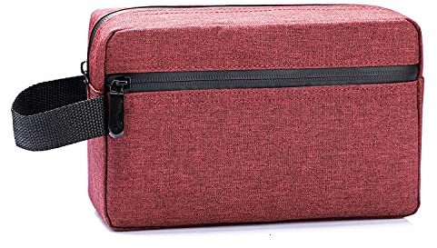 Trousse de toilette pour homme Etercycle - Trousse de toilette portable - Imperméable - Pour le voyage - Avec poignée - Grand espace de rangement, rouge bordeaux