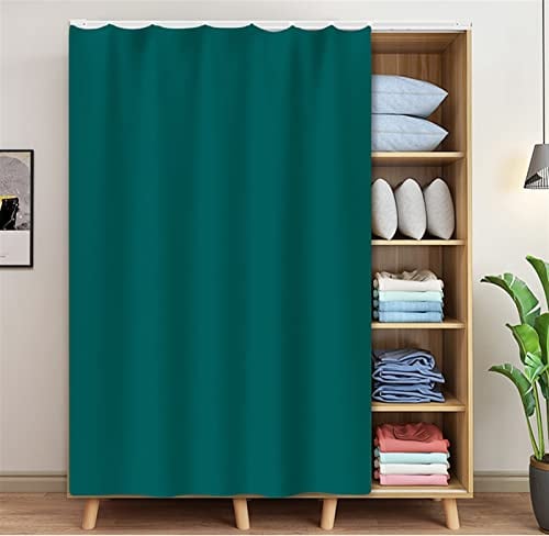 LIVEINU Schrankvorhänge für Küche, Kleiderschrank, Badezimmer, Staubdichter Vorhang für Regale, Wandpaneele, hängende Tür, Japanische Noren, Klettband Selbstklebend 120x150cm dunkelgrün