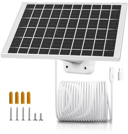 Solar Panel Camera Charger Fit for Arlo Essential Spotlight/XL Spotlight Camera, Ring Spotlight Cam Plus/Spotlight Pro 5V 6W Solar Panel Fast Charging Cable